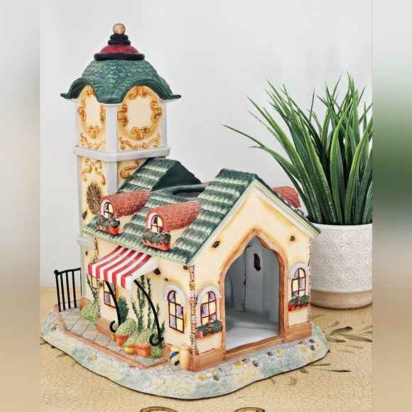 A Partylite Exclusive Other - Vintage Clock Tower Porcelain Old World Village #4 The Clocktower